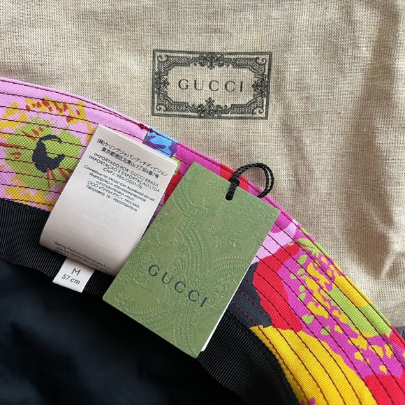 GUCCI  Floral Bucket Hat  Fedora Scott Cotone Size M 57 cm - Picture 3 of 3